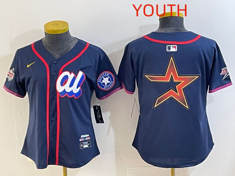 Youth 2025 Houston Astros Blank Drak Blue All star Nike MLB Jersey style 05